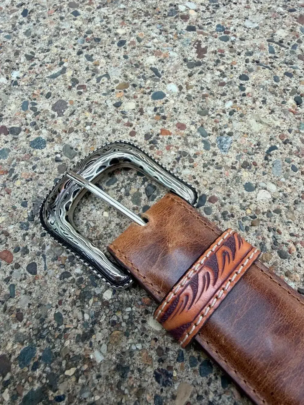 Cody James Handmade Leather Western Belt, Brown, Size 36